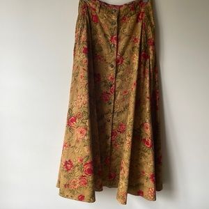 Floral Cotton Twill Maxi Skirt